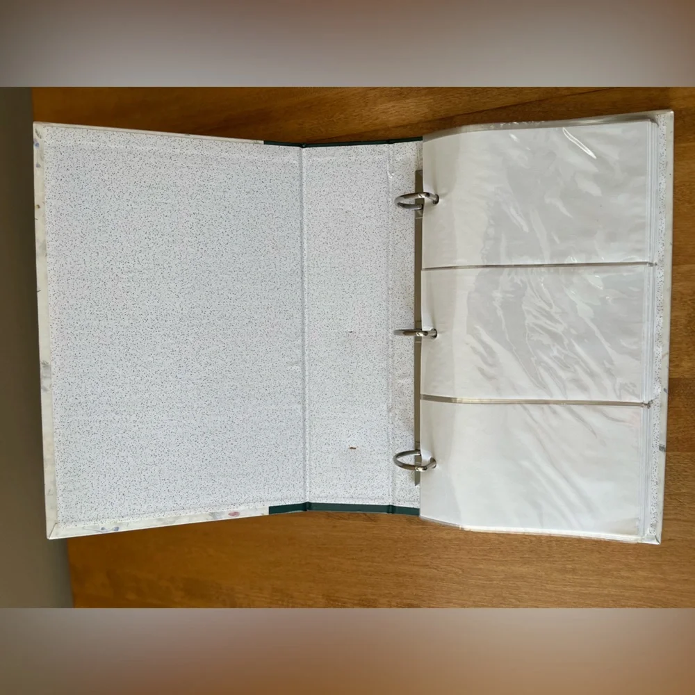 Floral Patterned 3 Ring Photo Album with Green Spine